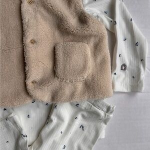 Soft Beige Fleece Vest for Kids